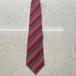 Emporio Armani Vintage 90s  Red and Navy Diagonal Stripe Tie